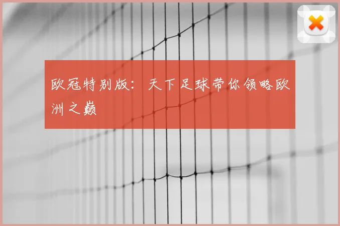 欧冠特别版：天下足球带你领略欧洲之巅